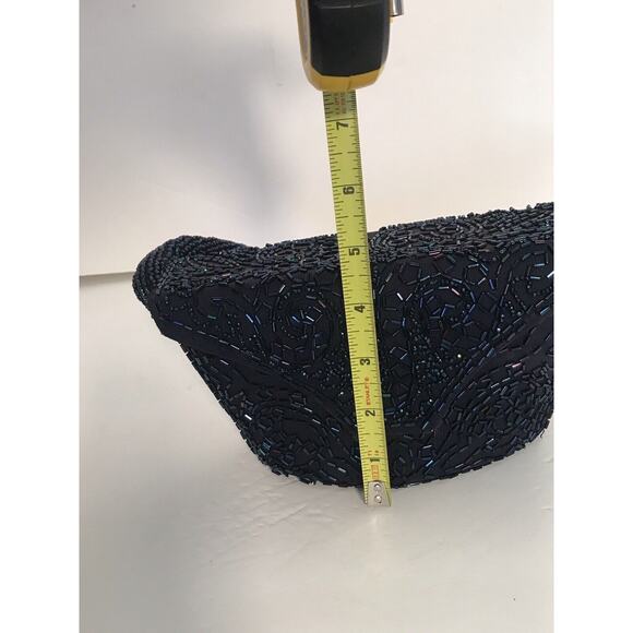 Silk Taffeta Beaded Bucket Purse Handbag Embellished Rauf Co Snap Vintage - Picture 10 of 16